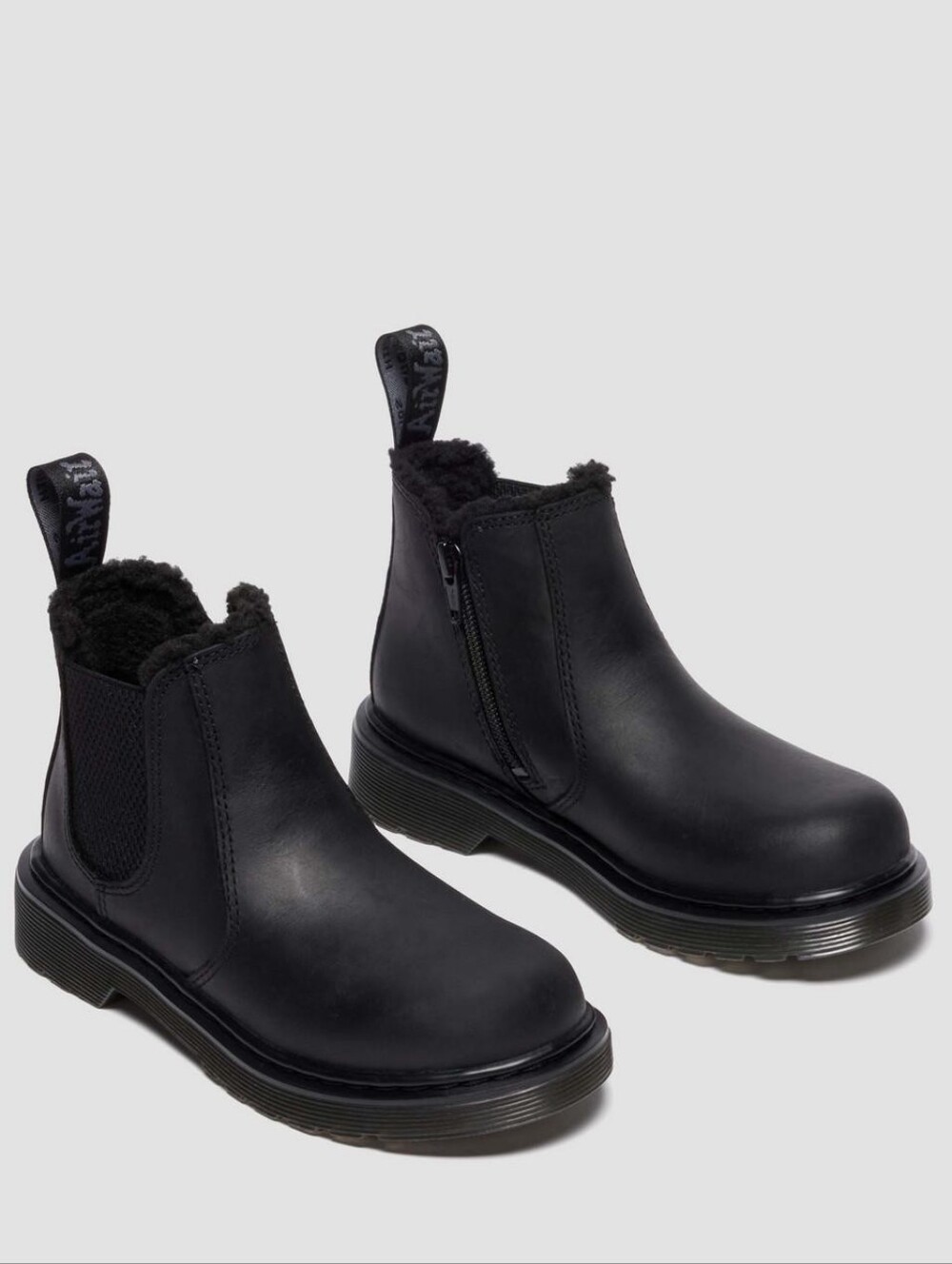 Dr. Martens Leonore Faux Fur Lined Chelsea Junior Ankle Boots Black Size US 5